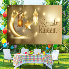 Lofaris Gold Luxury Moon Star Lantern Bokeh Ramadan Backdrop