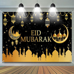 Lofaris Gold Moon Palace Lantern Galaxy Eid Mubarak Backdrop