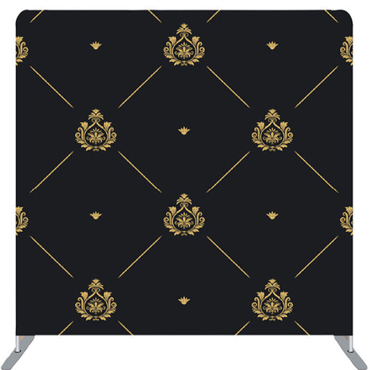 Lofaris Gold Noble Pattern Black Fabric Party Backdrop For Deocr