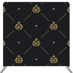 Lofaris Gold Noble Pattern Black Fabric Party Backdrop For Deocr