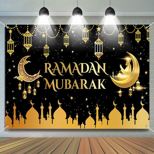 Lofaris Gold Pendant Palace Moon Galaxy Ramadan Backdrop