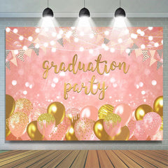 Lofaris Gold Pink Lights Balloons Graduation Party Backdrop