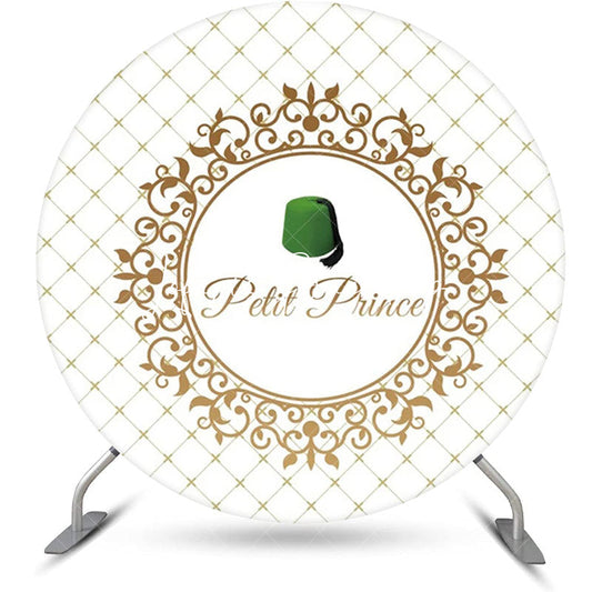 Lofaris Gold Plaid Green Hat Petit Prince Round Backdrop