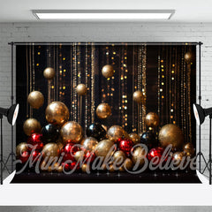 Lofaris Gold Red Black Balls Strings Bokeh Christmas Backdrop