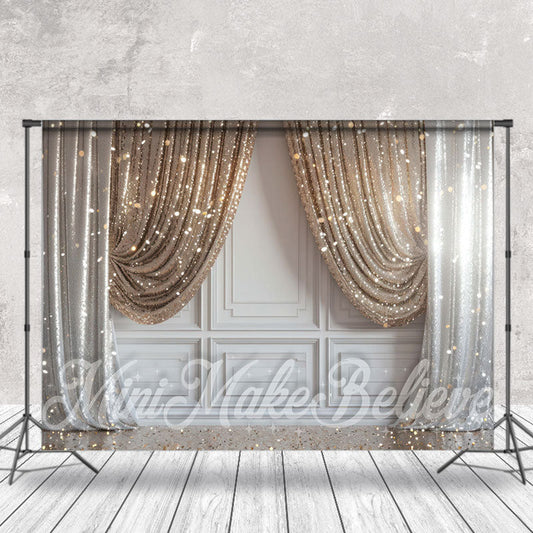 Lofaris Gold Silver Curtain Sparkle Retro Photo Backdrop