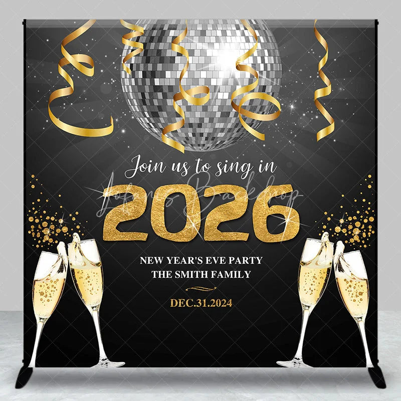 Lofaris Gold Silver Disco Ball Custom Name New Year Backdrop