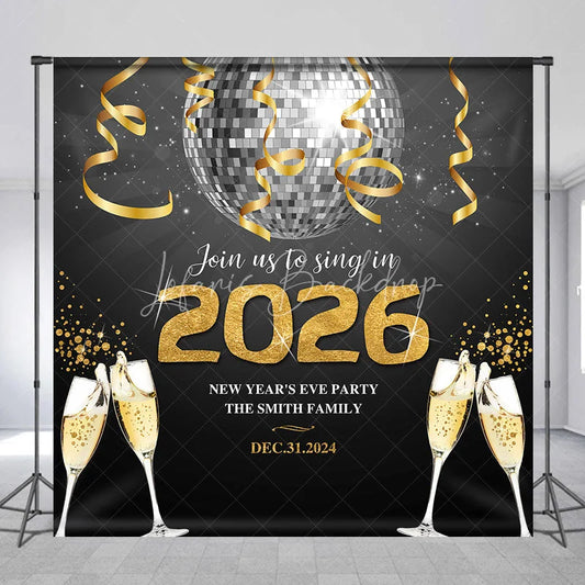 Lofaris Gold Silver Disco Ball Custom Name New Year Backdrop