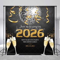 Lofaris Gold Silver Disco Ball Custom Name New Year Backdrop