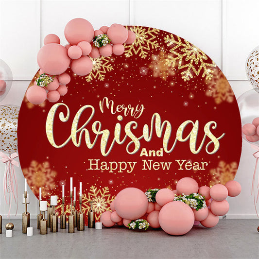 Lofaris Gold Snowflake Bokeh Round Christmas New Year Backdrop