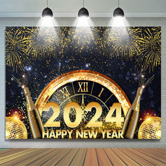 Lofaris Gold Sparkle Timepiece 2024 Happy New Year Backdrop