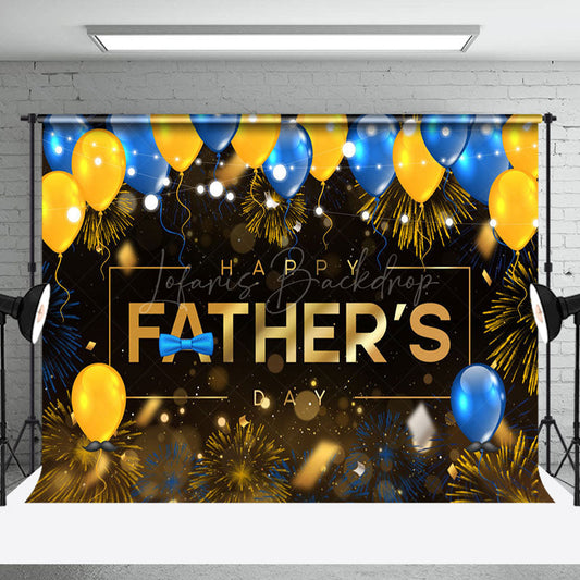 Lofaris Gold Sparks Blue Yellow Balloon Fathers Day Backdrop