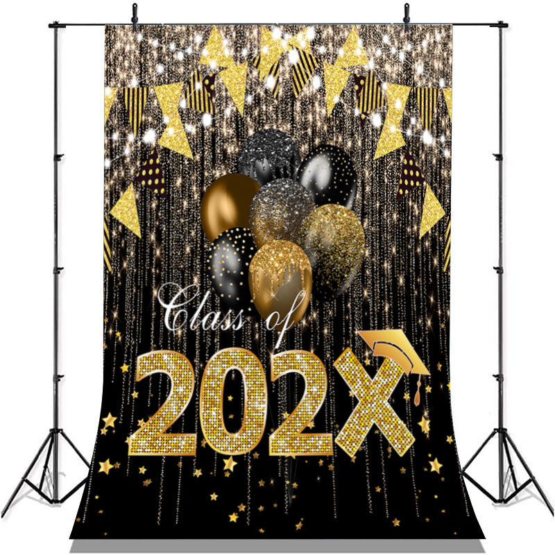Lofaris Gold Star Bright Glitter Ballons Class Of 2022 Backdrop
