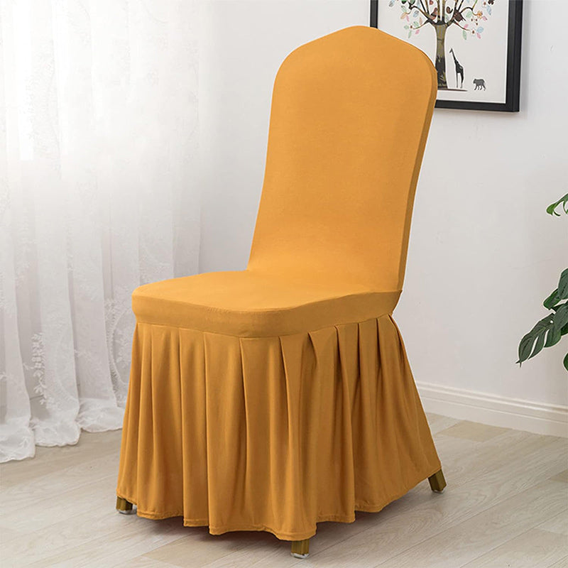 Lofaris Gold Stretch Spandex Banquet Chair Skirt Cover
