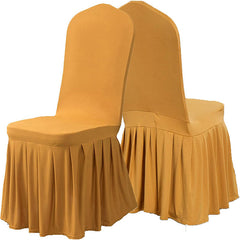 Lofaris Gold Stretch Spandex Banquet Chair Skirt Cover