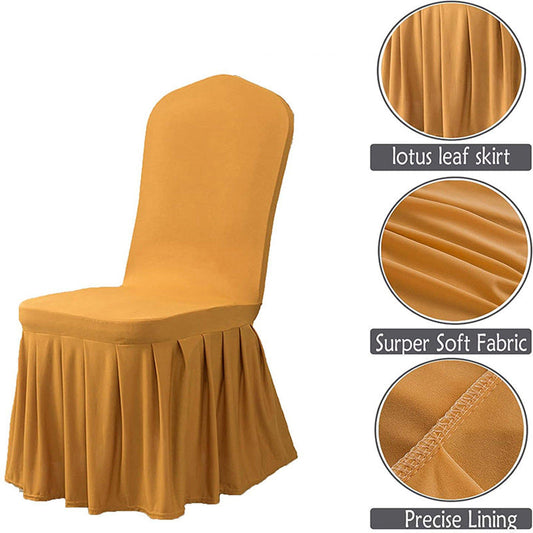 Lofaris Gold Stretch Spandex Banquet Chair Skirt Cover