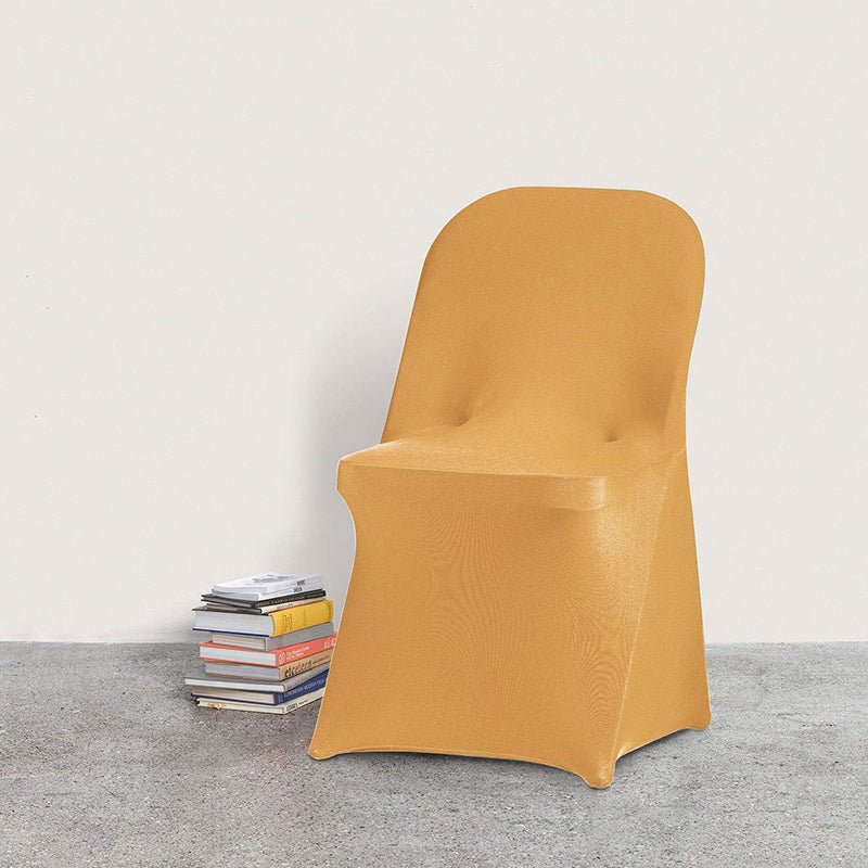 Lofaris Gold Stretch Spandex Banquet Folding Chair Cover