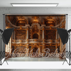 Lofaris Gold White Bookshelf Library Photograph Backdrop