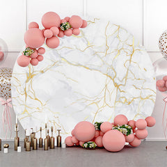 Lofaris Golden And White Marble Round Birthday Backdrop