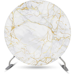 Lofaris Golden And White Marble Round Birthday Backdrop