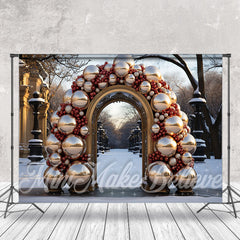 Lofaris Golden Balloon Arch Winter Backdrop For Photography