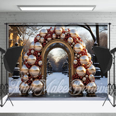 Lofaris Golden Balloon Arch Winter Backdrop For Photography