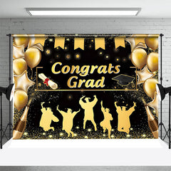 Lofaris Golden Balloon Champagne Glitter Graduation Backdrop