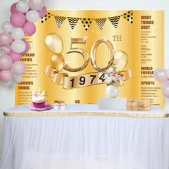 Lofaris Golden Balloon legend Happy 50th Birthday Backdrop