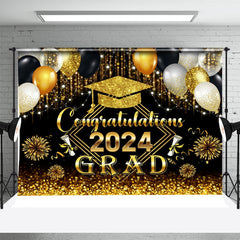 Lofaris Golden Balloon Sparkling Tassel Graduation Backdrop