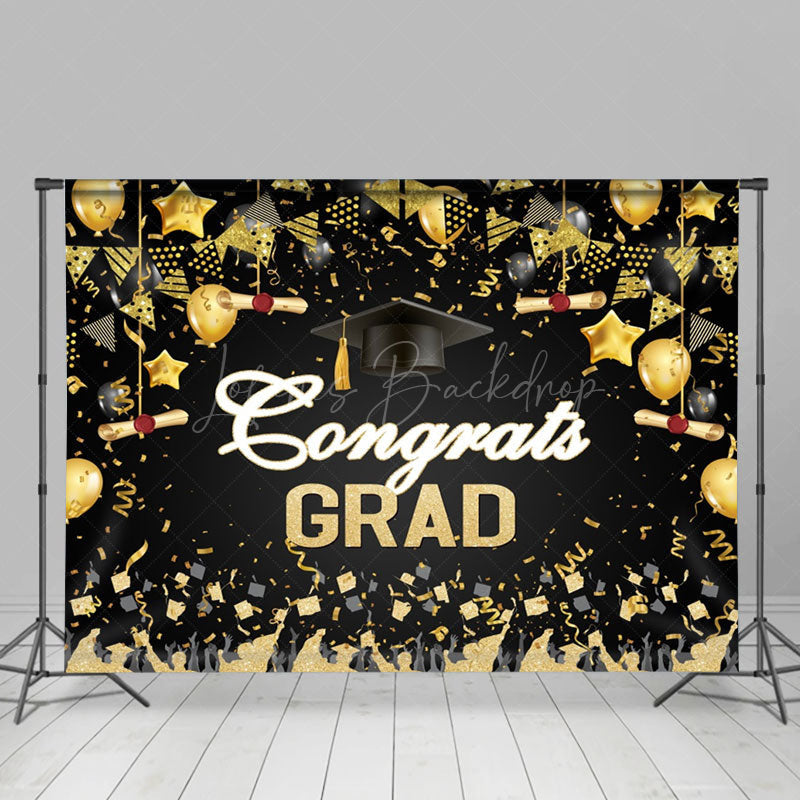 Lofaris Golden Balloon Student Ribbon Graduation Backdrop