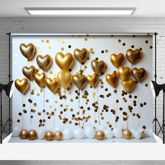 Lofaris Golden Balloon White Wall Valentines Day Backdrop