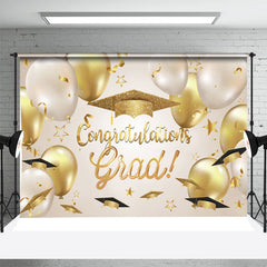 Lofaris Golden Beige Balloon Hats Ribbon Graduation Backdrop
