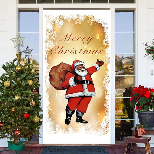 Lofaris Golden Bokeh Santa Gift Baggage Christmas Door Cover