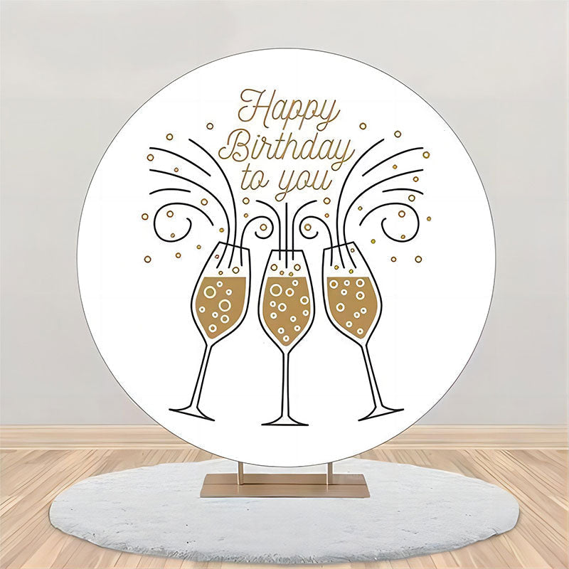 Lofaris Golden Champagne Simple Round Birthday Backdrop
