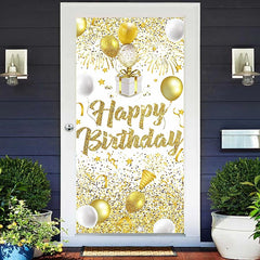 Lofaris Golden Glitter Balloons Happy Birthday Door Cover