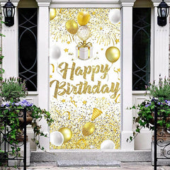 Lofaris Golden Glitter Balloons Happy Birthday Door Cover