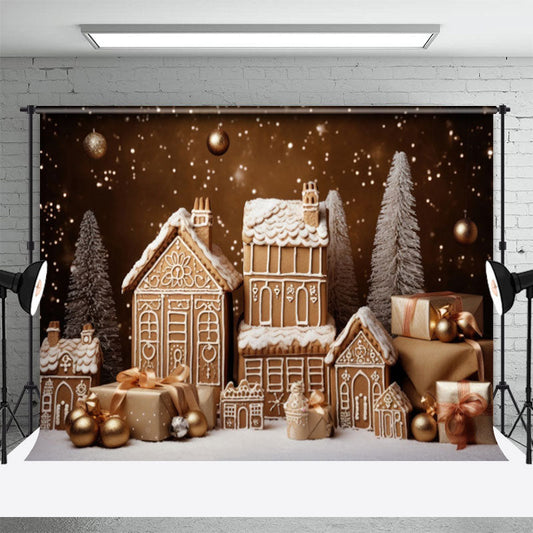 Lofaris Golden Glitter Biscuit House Tree Christmas Backdrop