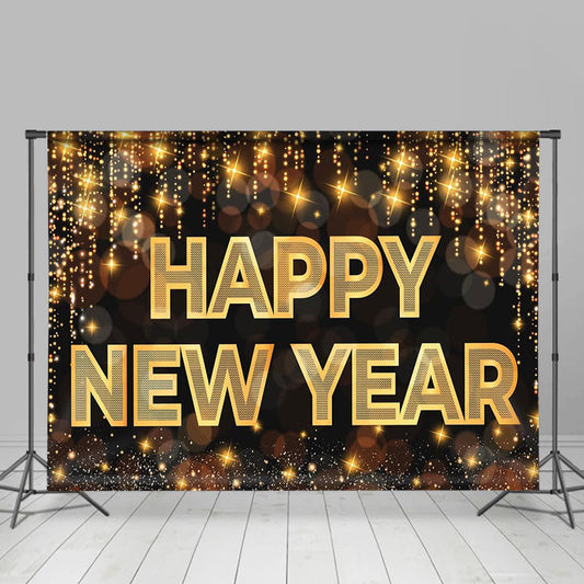 Lofaris Golden Glitter Bokeh 2024 Happy New Year Backdrop