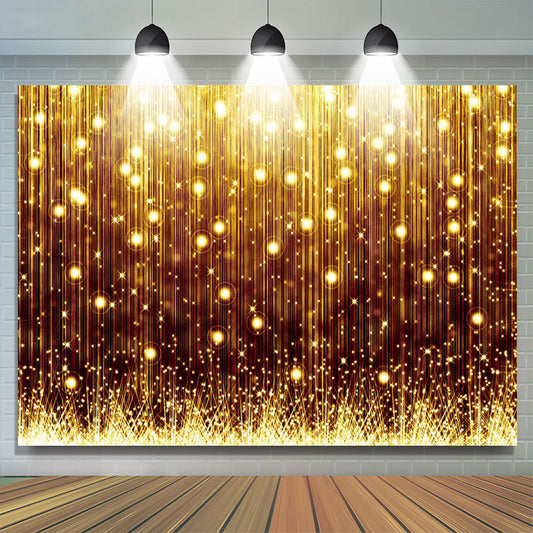 Lofaris Golden Glitter Lines Backdrop for Birthday Party