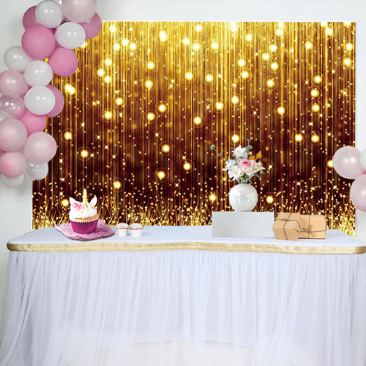 Lofaris Golden Glitter Lines Backdrop for Birthday Party