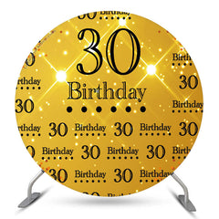 Lofaris Golden Glitter Round 30th Birthday Backdrop Cover
