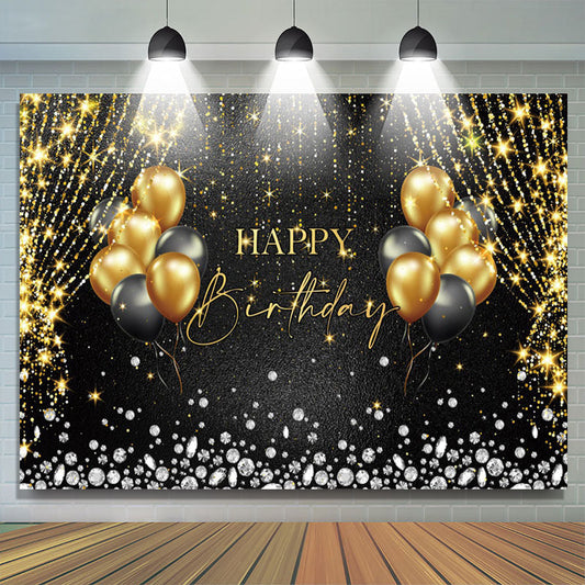 Lofaris Golden Glitter String Balloon Birthday Backdrop