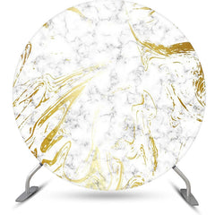 Lofaris Golden Grey Abstract Marble Round Birthday Backdrop