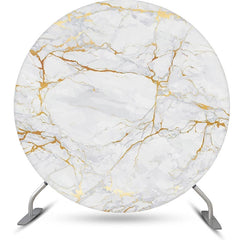 Lofaris Golden Grey Texture Marble Round Birthday Backdrop