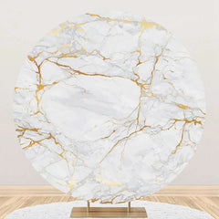 Lofaris Golden Grey Texture Marble Round Birthday Backdrop