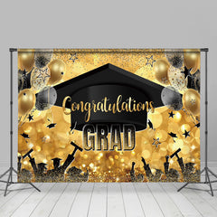 Lofaris Golden Hat Balloons Bokeh Star Graduation Backdrop