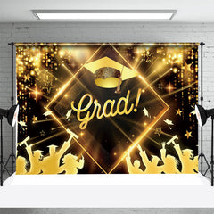Lofaris Golden Hat Sparkling Star Bokeh Graduation Backdrop