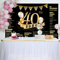 Lofaris Golden legend Balloon Black 40th Birthday Backdrop