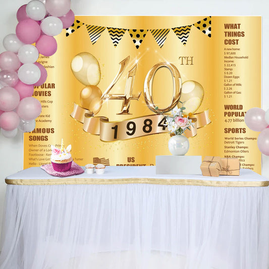 Lofaris Golden legend Balloon Happy 40th Birthday Backdrop