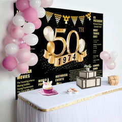 Lofaris Golden legend Balloon Happy 50th Birthday Backdrop