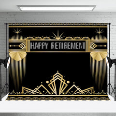 Lofaris Golden Lines Pattern Black Happy Retirement Backdrop
